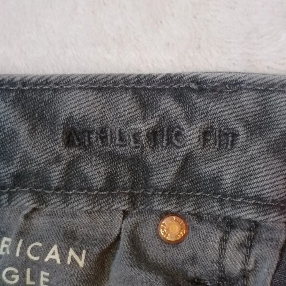 American Eagle Athletic Fit Jeans Mens 30x34 Charcoal Gray Stretch Denim